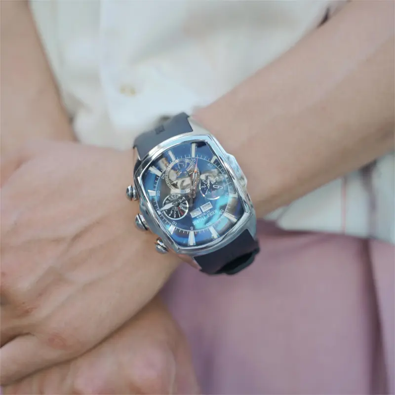 REEF TIGER Aurora Collection Tank II Automatic Mechanical Movement Watch Men's Watches Blue Dial-5