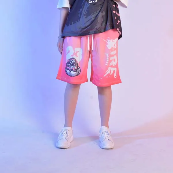 FireMonkey Basketball Shorts Unisex Rose Red-2
