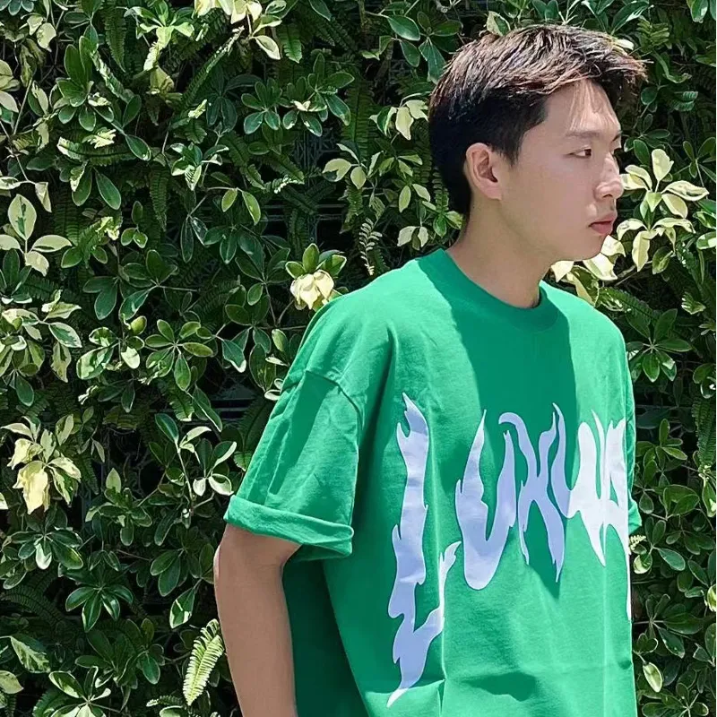 LVXWA Straight T Shirt Unisex Grass Green-4