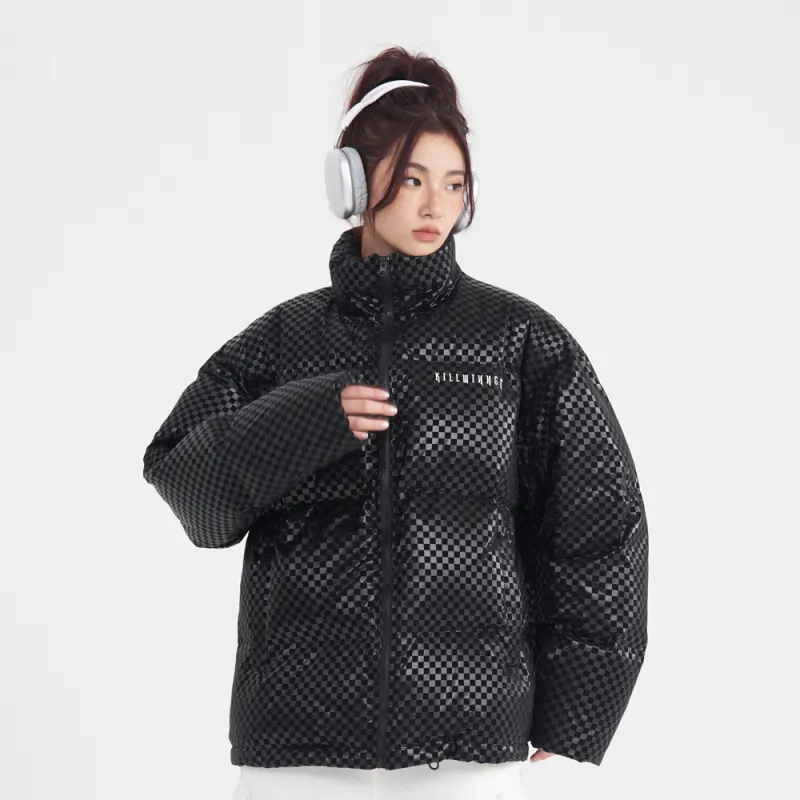 KILLWINNER Letter Stand Collar Loose Fit Thickened Down Jacket Unisex-3
