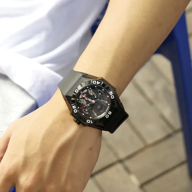 REEF TIGER Black Shark Collection Automatic Mechanical Movement Watch Men's Watches Black Dial RGA6922-BBR-5