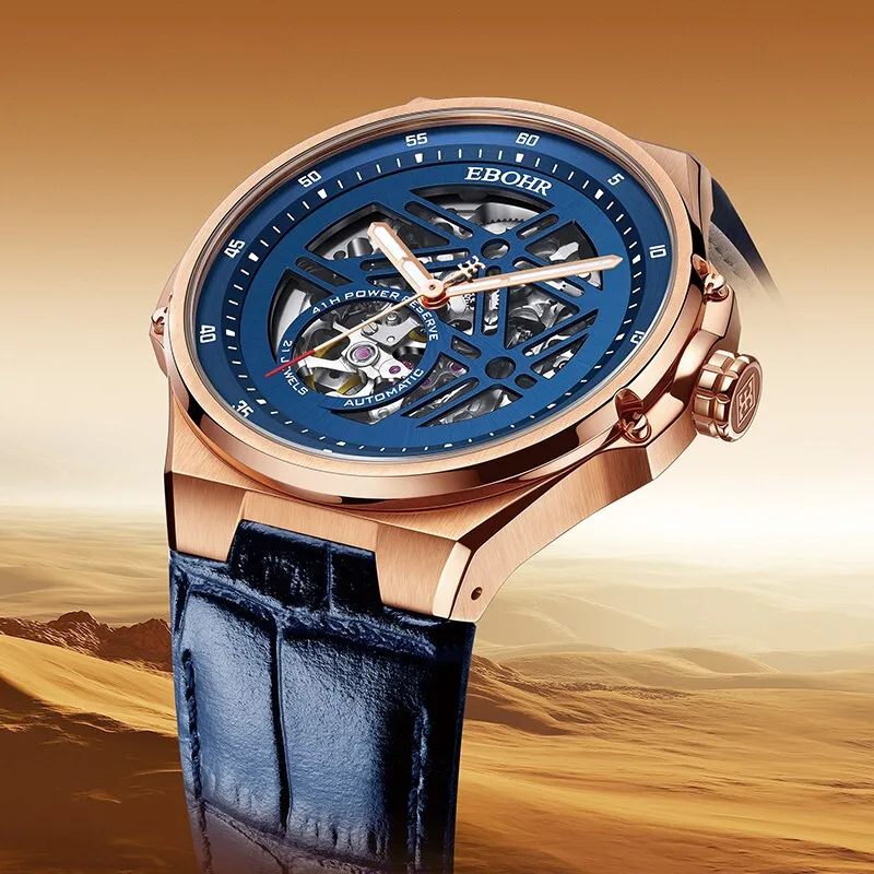 EBOHR Explorer Collection Mechanical Movement Stainless Steel Strap Watch Men's Watches Black Dial 21011216-6