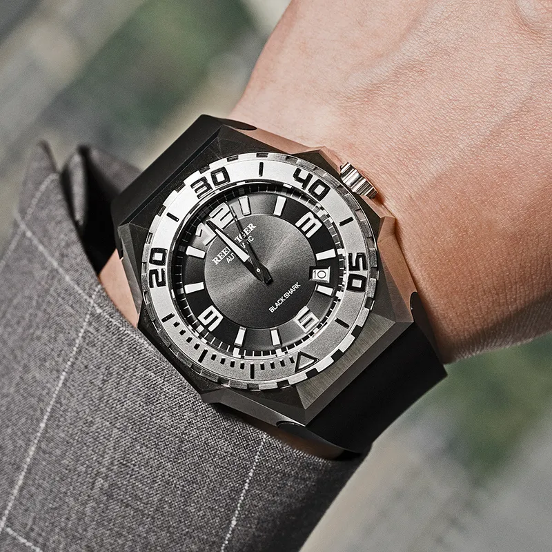 REEF TIGER Black Shark Collection Automatic Mechanical Movement Watch Men's Watches Black Dial RGA6903X JBH-4
