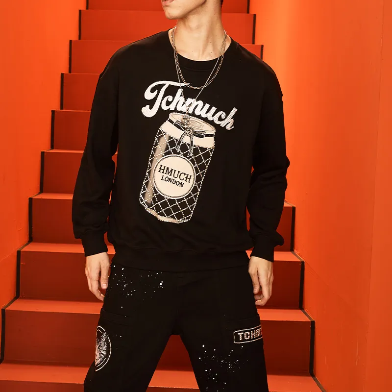 TCH Sweatshirts Unisex Black With Silver Logo-2