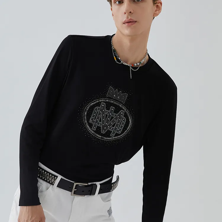 DAVID NAMAN FW22 Long Sleeved T Shirt Men's Black-3
