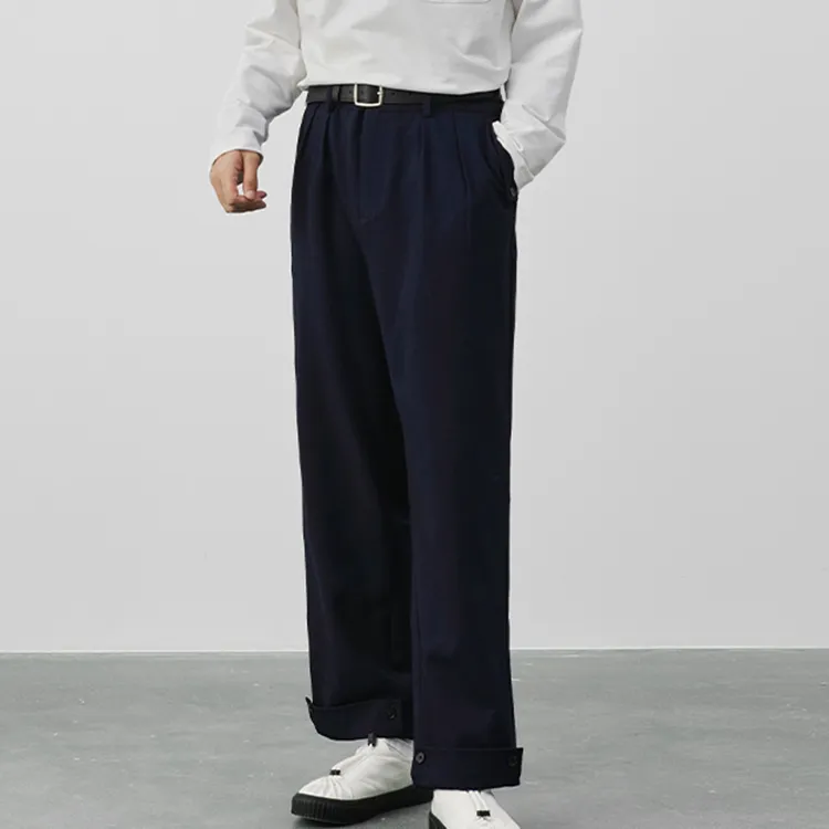 SeminP.ure Casual Pants Unisex White/Navy Blue-5