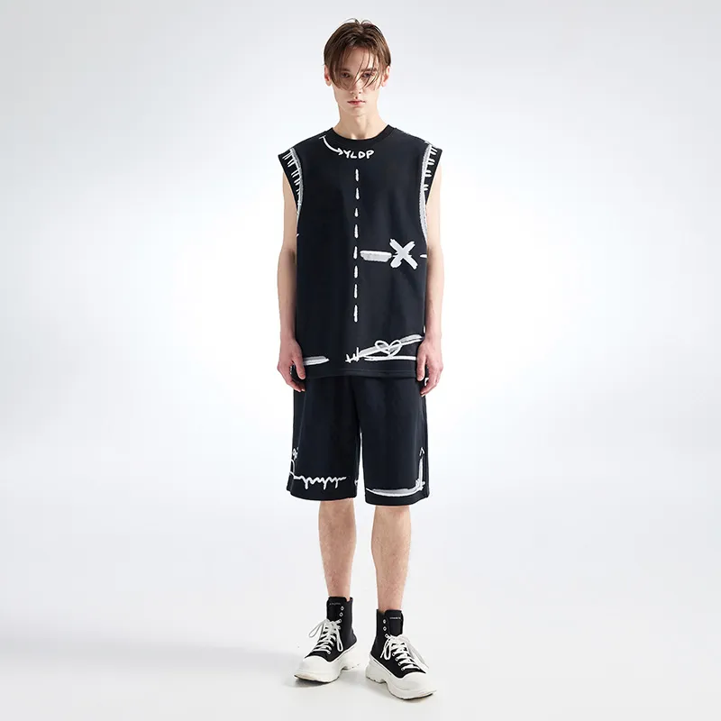 YLDP Casual Shorts Unisex Black-2