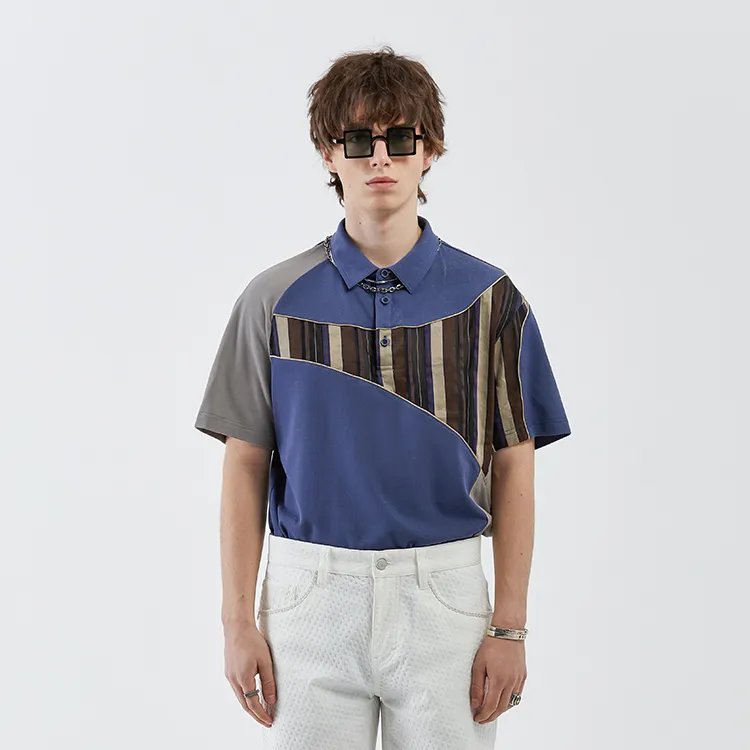 DAVID NAMAN Polo Shirts Men Blue-3