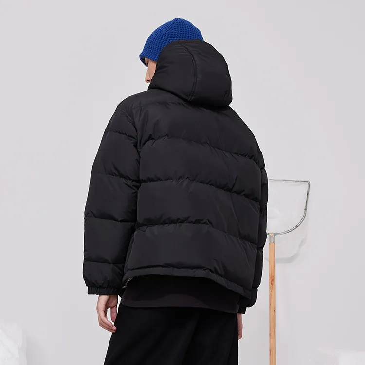 Penfield Letter Solid Color Hooded Loose Fit Down Jacket Unisex Black-3