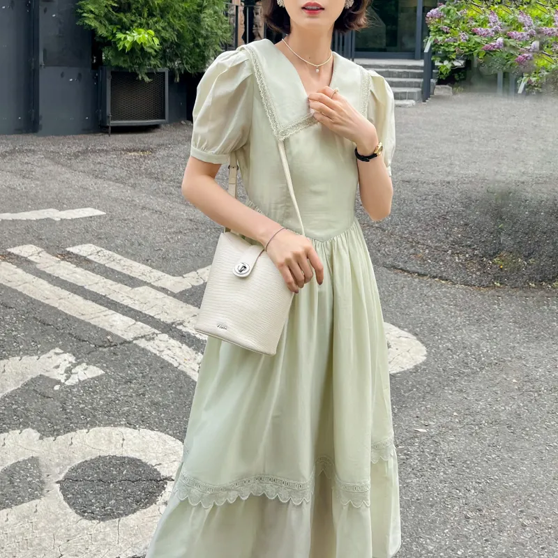 Fstudio Short Sleeved Dresses Women's Green-3
