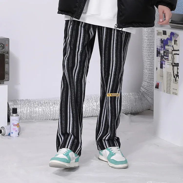TVX Casual Pants Unisex Black Gray Stripes-3