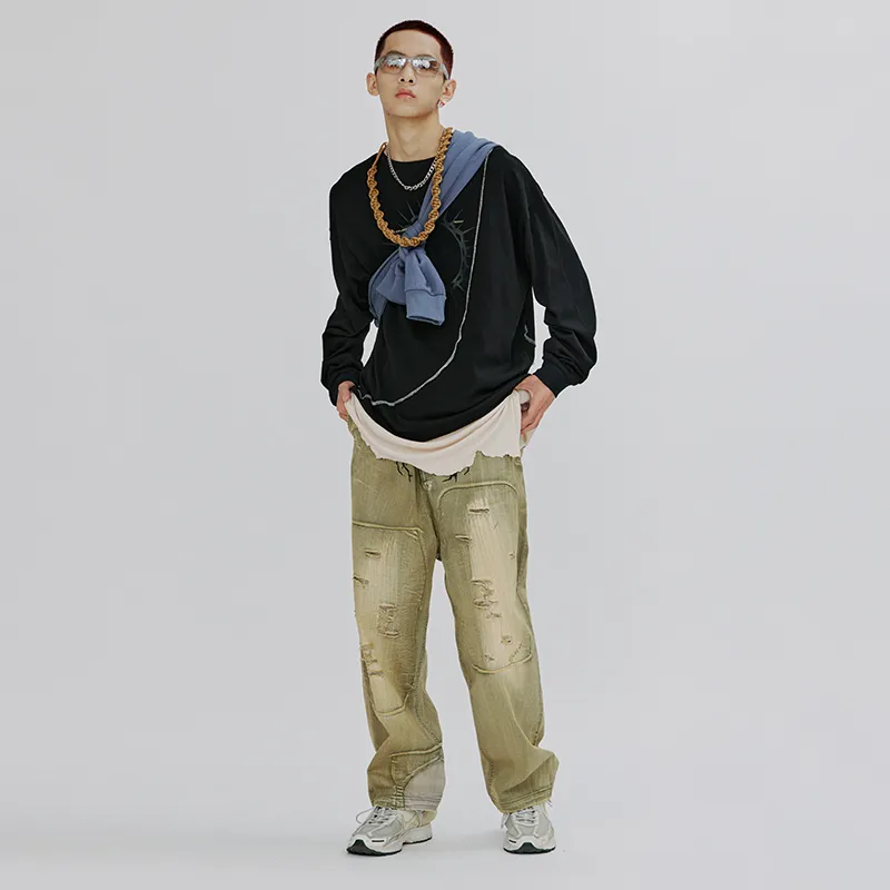FLOAT Straight Jeans Unisex Army Green-2