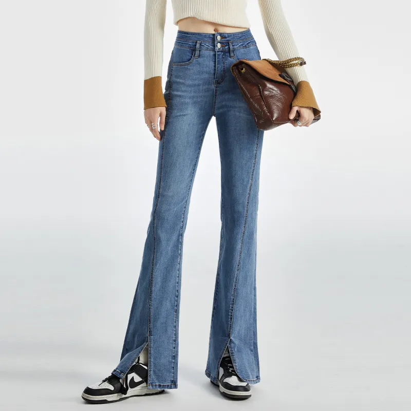 MEETLADY Flared Pants Jeans Women's-7