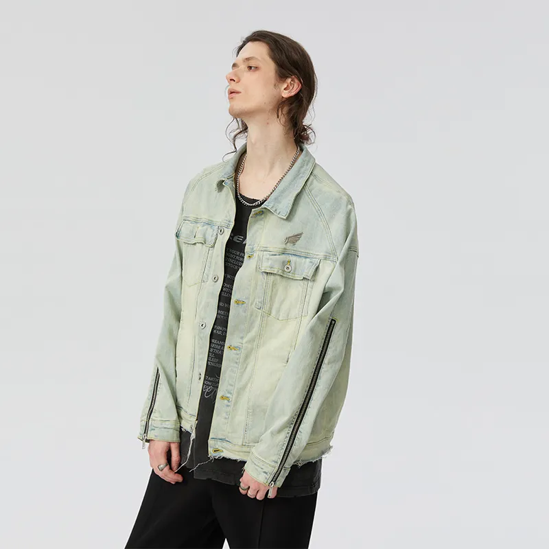 KREATE DENIM Washing Process Series Denim Jacket Unisex Yellow Mud Denim-11