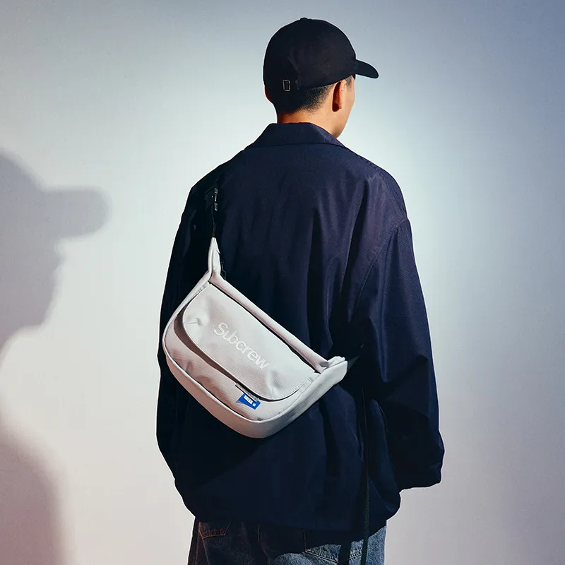 Subcrew Polyester Messenger Bag Shoulder Bag Crossbody Bag Medium Size Unisex Black/White/Gray-3