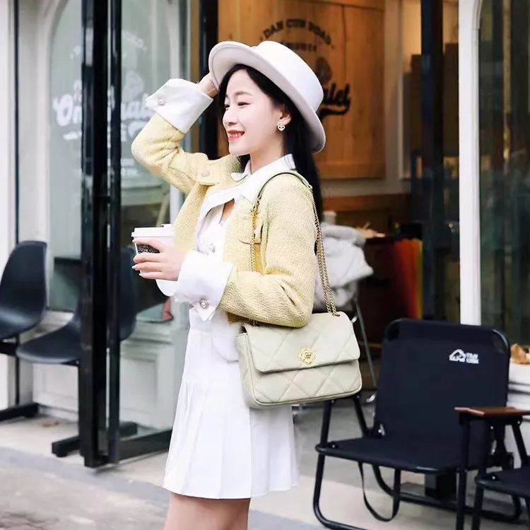 NUCELLE PU Small Square Bag One Shoulder Shoulder Bag For Women's Medium Size Women's White/Black/Pink-37