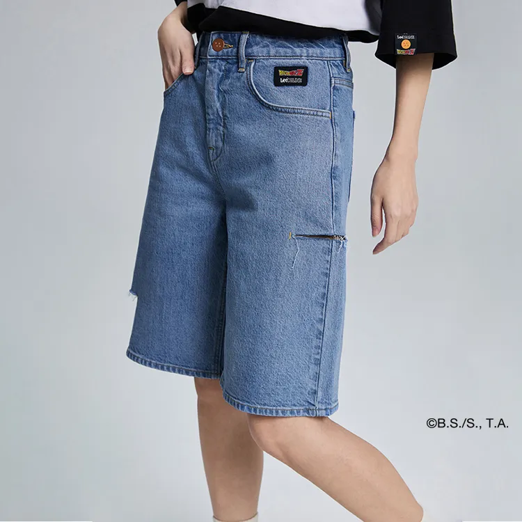 Dragon Ball X Lee X Dragon Ball Co brand Denim Shorts Women's Light Blue-4