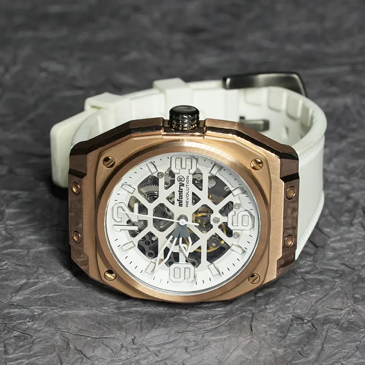 INFANTRY Pioneer Series Mechanical Movement Watch Unisex White Dial-5