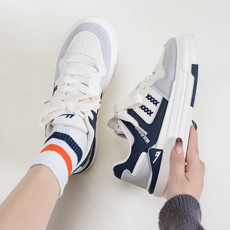 Warrior Skateboard Shoes Women's Beige Dark Blue Gray-4