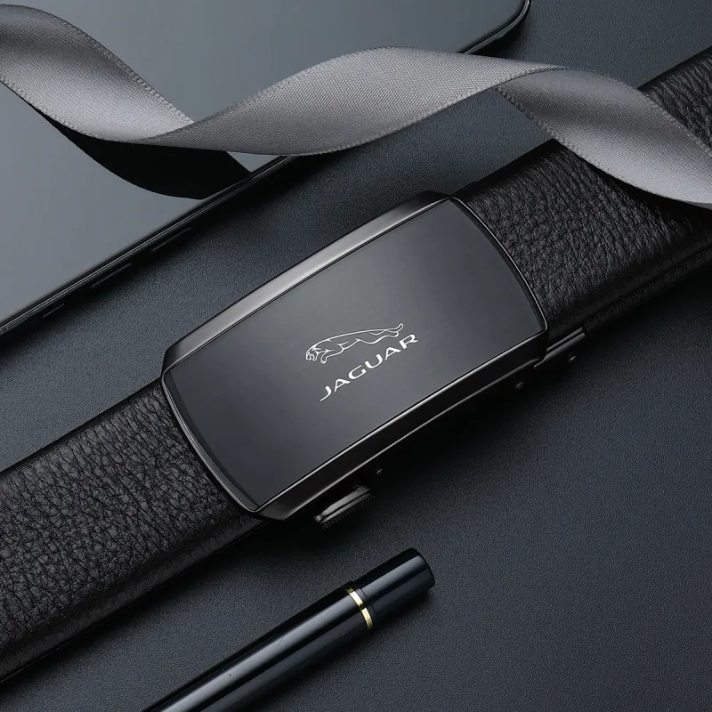 JAGUAR Leather Belts Men Black-5