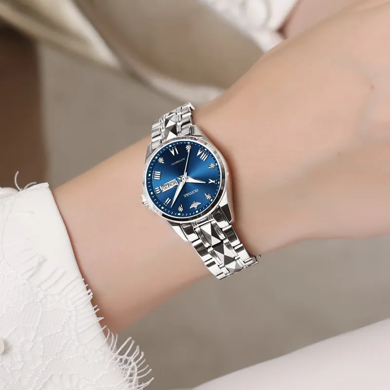 Oupinke Gaias Collection Mechanical Movement Tungsten Steel Strap Watch Women's Watch White Dial-10