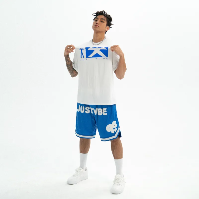 JUST VIBE Loose Fit Shorts Unisex Blue-4