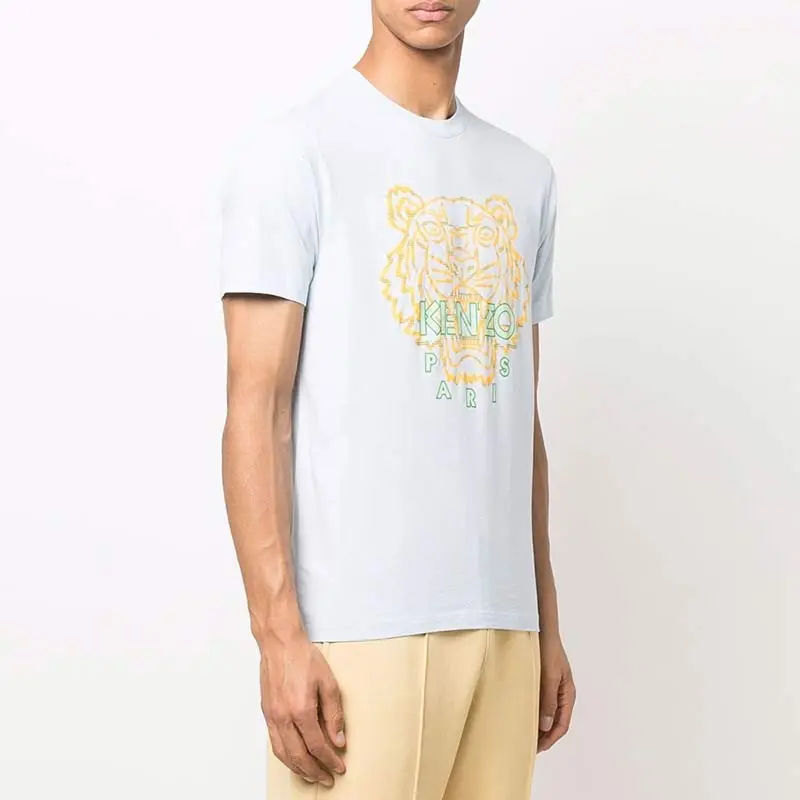 KENZO Classic Tiger Head T Shirts Men Light Blue-3