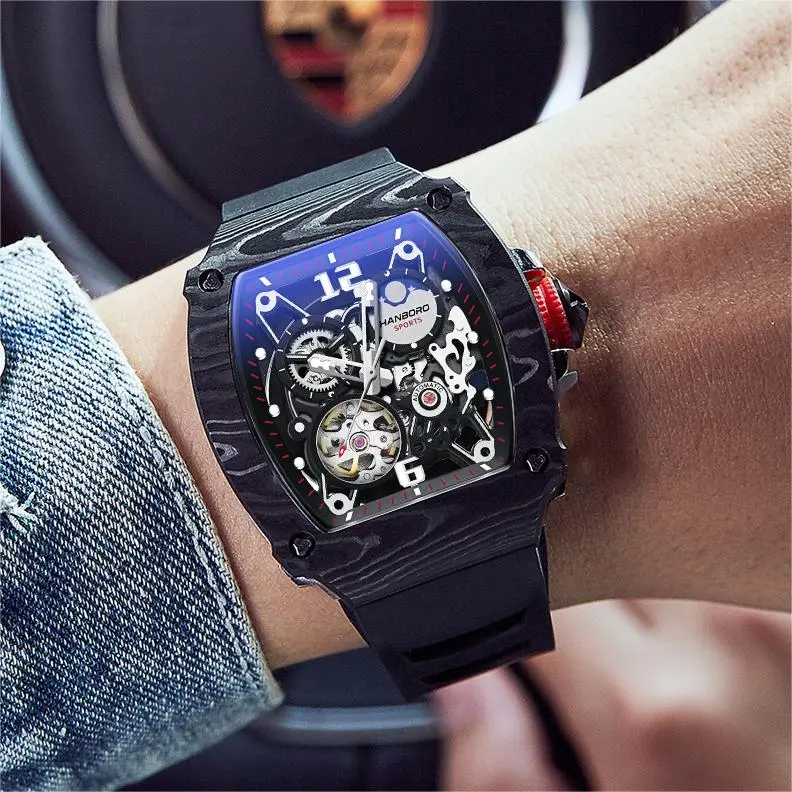 HANBORO Automatic Mechanical Movement Watch Men's Watches Black Dial HBR976-HH-2