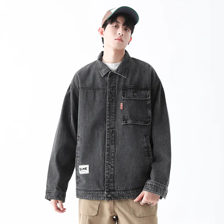 OLRIK Loose Fit Denim Jacket Fall Unisex-4