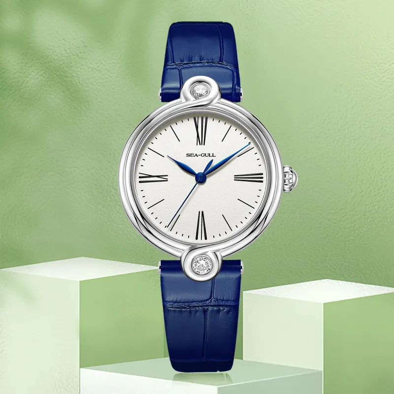 Sea Gull Unlimited Series Automatic Mechanical Movement Leather Strap Watch Women's Watch White Dial-6