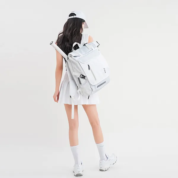KMV Polyester Backpack Regular Unisex White/Black-4
