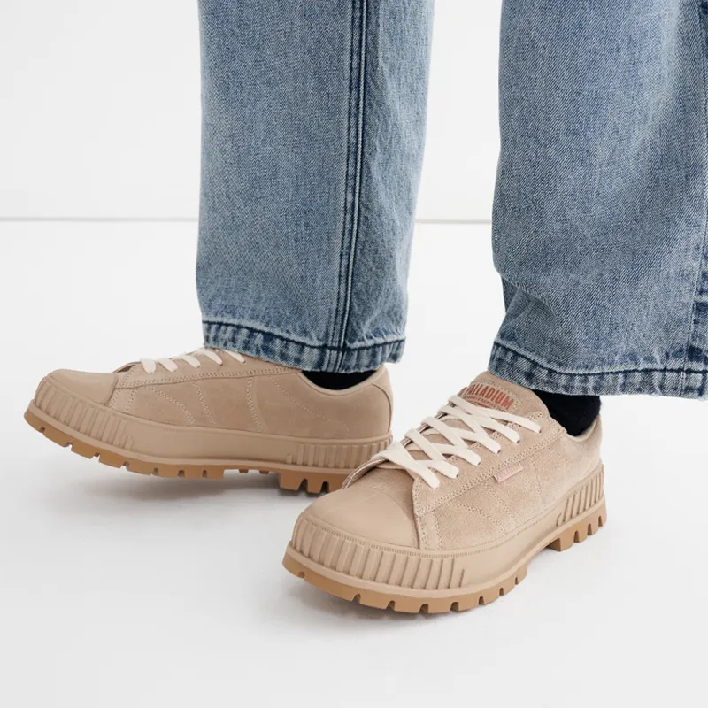 Palladium Pallashock90Sde Anti Slip And Wear Resistant Lightweight Low Top Canvas Shoes Unisex Light Brown-6
