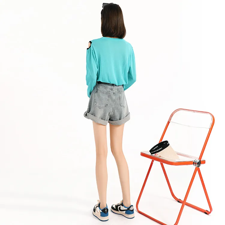 MINCOCROSEPEPPAR Denim Shorts Women's Blue Pants-2