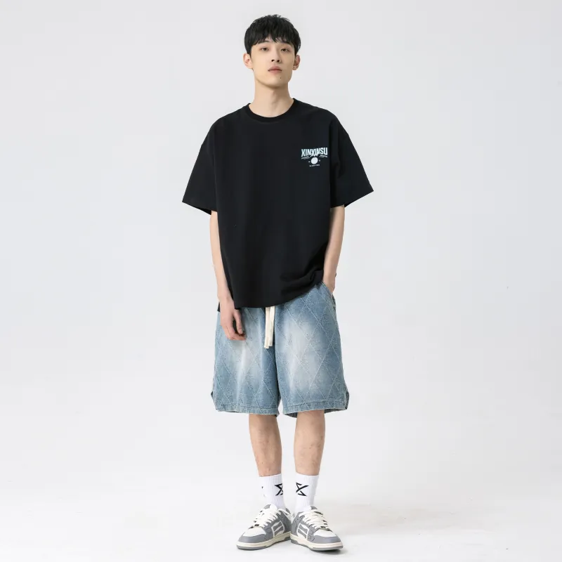 XINYINSU Denim Shorts Unisex Blue-7
