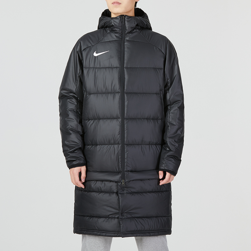 Nike Sport Casual Hooded Long Down Coat Black S - POIZON