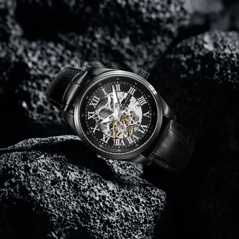 Sea Gull Edge Collection Automatic Mechanical Movement Genuine Leather Strap Watch Men's Watches Cut Out Dial-10