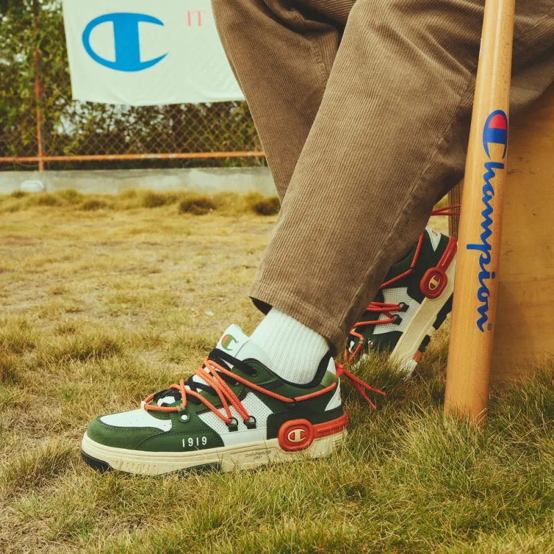 Champion Essentials Collection Bumper V1 Low Top Skateboard Shoes Men's Green Orange-6
