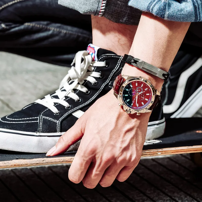 Bestdon Automatic Mechanical Movement Genuine Leather Strap Men's Watches Black Dial-6