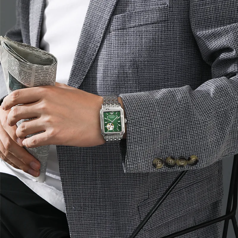 EMPORIO ARMANI Wrist Watch Mechanical Movement Stainless Steel Strap Green Dial Men's Watches AR60067 Brand Exclusive-1