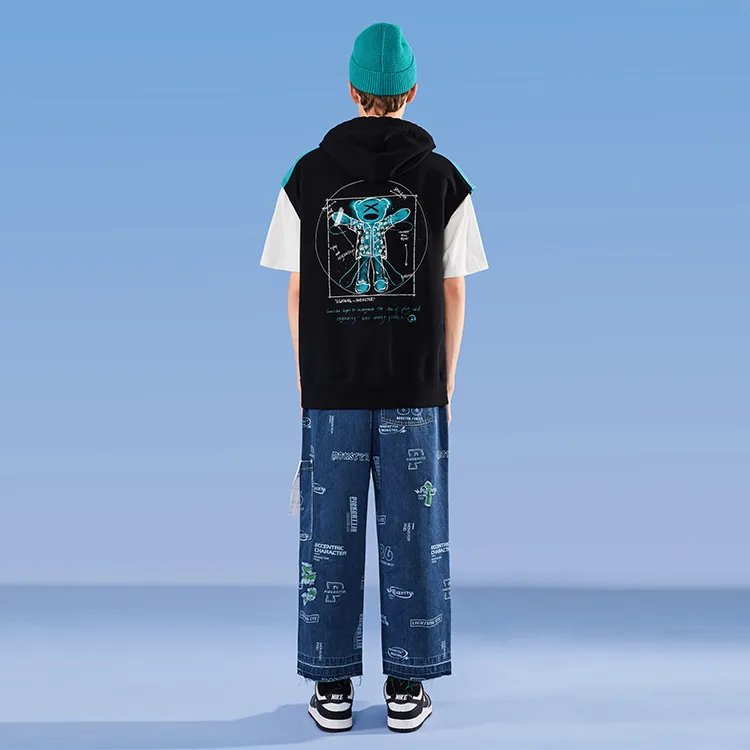 LAMLICKA Wide Leg Jeans Unisex Blue-3