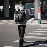 ONRF PVC Laptop Bag Backpack Large Size Unisex Black