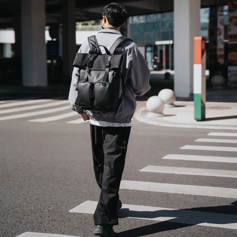 ONRF PVC Laptop Bag Backpack Large Size Unisex Black-8