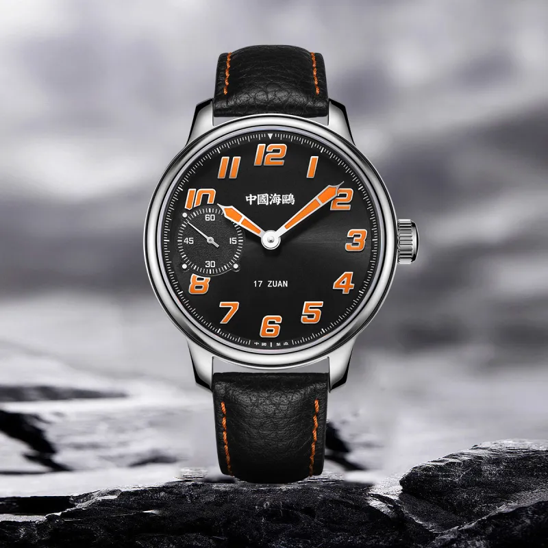 Sea Gull Manual Mechanical Movement Genuine Leather Strap Watch Men's Watches Silver Dial 819.13.6147-7