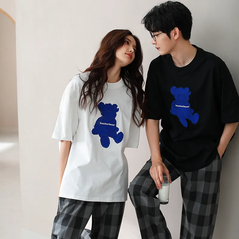 MEITENG Pajama Set Unisex White Black-2
