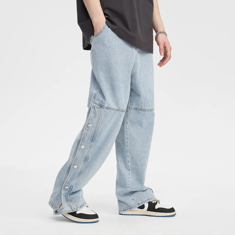 GUKUUL Straight Jeans Unisex Light Blue-7
