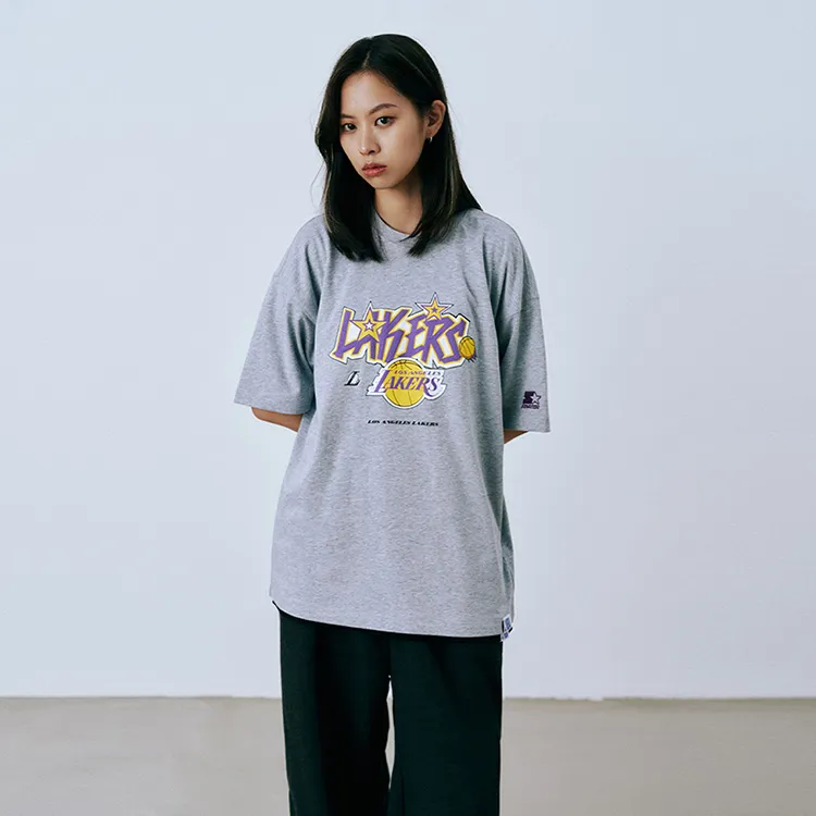 STARTER x NBA T Shirt Unisex Light Gray-2
