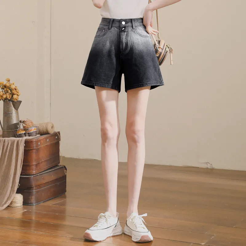 MITUAN Denim Shorts Women's Black Gray Color-2