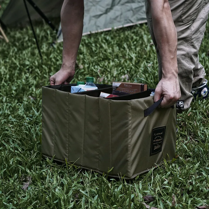 M Square Eco-friendly Fabric Car Trunk Storage Box-Car Trunk Organizer And Storage Box Unisex Olive Green-4