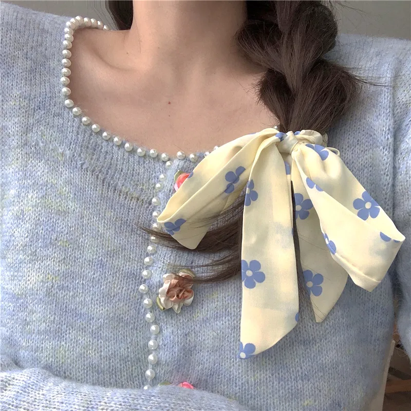 SENDME Hair Ties Women's Cream Bowknot Hair Tie Two Piece Set-8