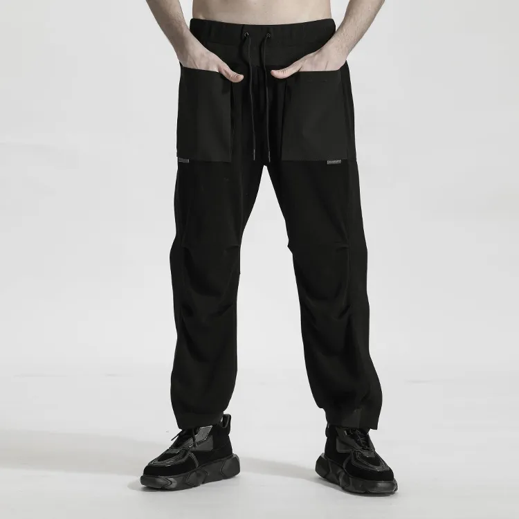 NORVINCY Breathable Elastic Waistband Solid Color Hip-Hop Casual Pants Unisex-2